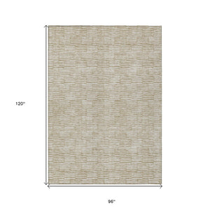 HomeRoots 5' Beige and Ivory Geometric Indoor Outdoor Rug - Washable, Durable, and Stylish for Any Space 8' X 10' 594974
