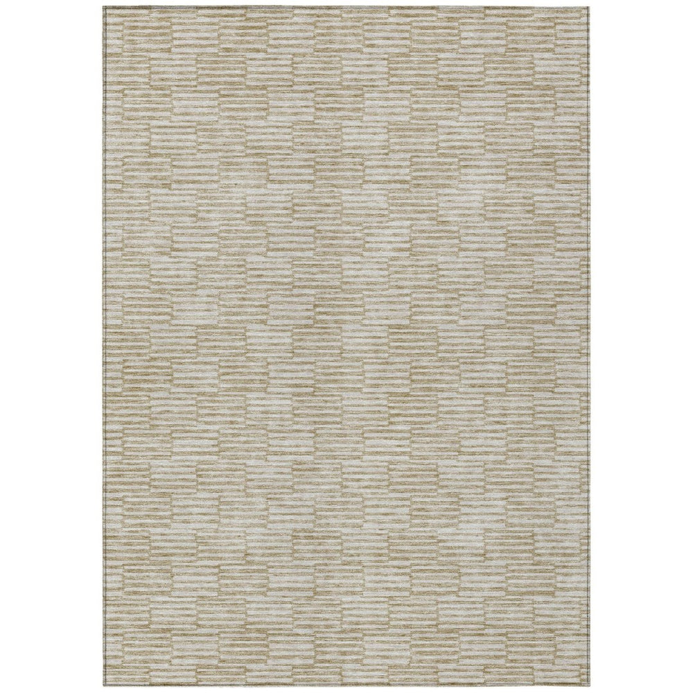 HomeRoots 9' X 12' Stylish Beige & Ivory Geometric Washable Area Rug for Indoor & Outdoor Spaces, Durable & Versatile 594975