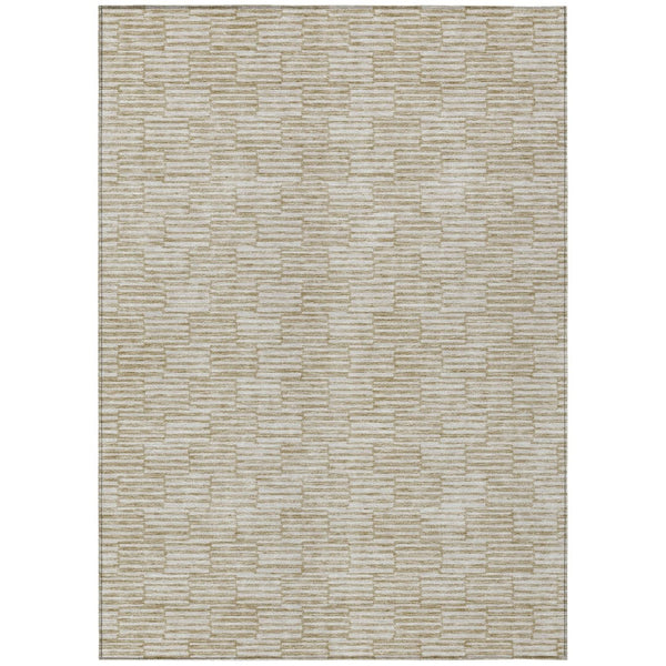 HomeRoots 9' X 12' Stylish Beige & Ivory Geometric Washable Area Rug for Indoor & Outdoor Spaces, Durable & Versatile 594975
