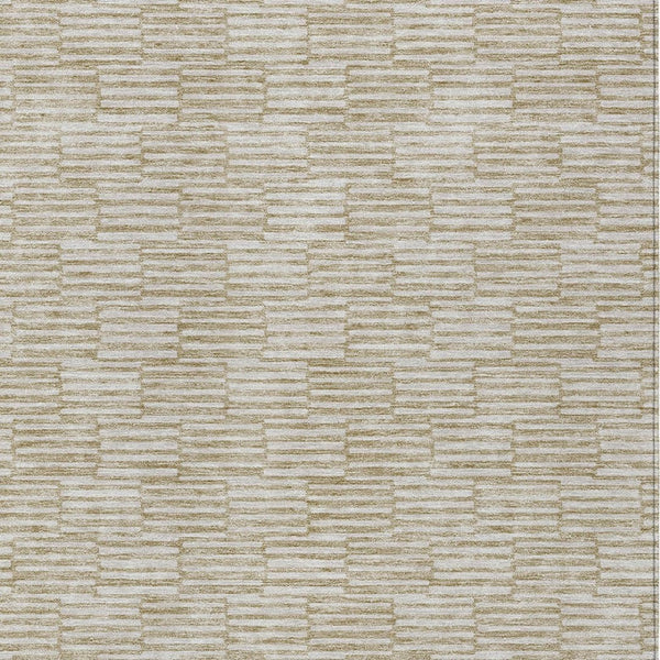 Homeroots 3' Stylish Beige And Ivory Geometric Washable Area Rug For Indoor And Outdoor Spaces, Durable Design 9' X 12' Polyester 594975