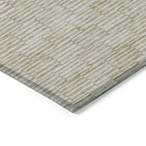 Homeroots 3' Stylish Beige And Ivory Geometric Washable Area Rug For Indoor And Outdoor Spaces, Durable Design 10' X 14' Polyester 594976