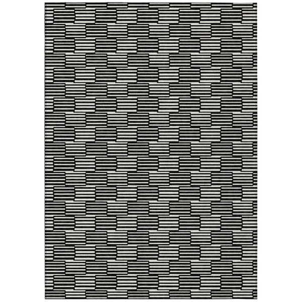 HomeRoots 5' Black and Ivory Geometric Area Rug - Stylish, Washable Indoor/Outdoor Design for Versatile Spaces 5' X 8' 594978