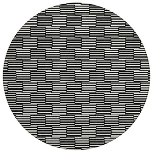 HomeRoots 5' Black and Ivory Geometric Area Rug - Stylish, Washable Indoor/Outdoor Design for Versatile Spaces 8' Round 594979