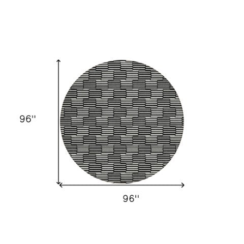 Homeroots 3' Stylish Beige And Ivory Geometric Washable Area Rug For Indoor And Outdoor Spaces, Durable Design 8' Round Polyester 594979