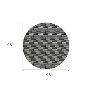 Homeroots 3' Stylish Beige And Ivory Geometric Washable Area Rug For Indoor And Outdoor Spaces, Durable Design 8' Round Polyester 594979