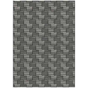 HomeRoots 5' Black and Ivory Geometric Area Rug - Stylish, Washable Indoor/Outdoor Design for Versatile Spaces 8' X 10' 594980