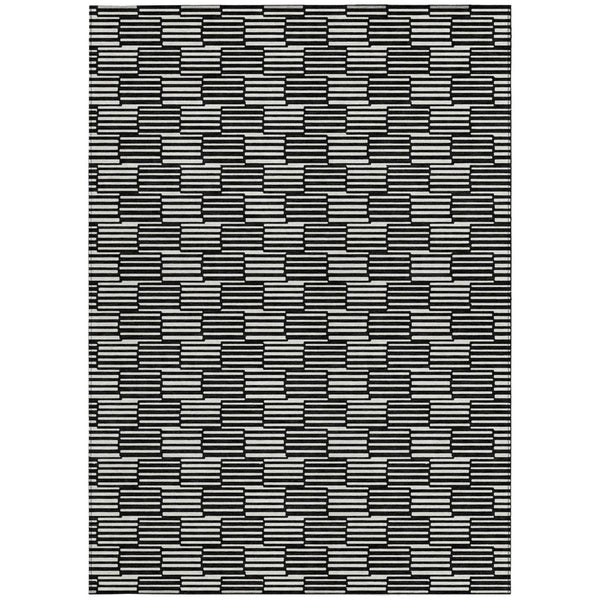 HomeRoots 5' Black and Ivory Geometric Area Rug - Stylish, Washable Indoor/Outdoor Design for Versatile Spaces 8' X 10' 594980