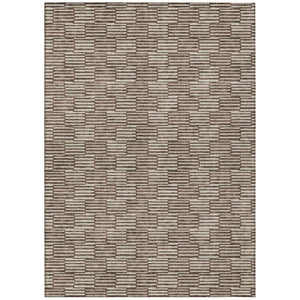 HomeRoots 5' Stylish Brown and Beige Geometric Area Rug - Durable, Washable for Indoor and Outdoor Spaces 5' X 8' 594984