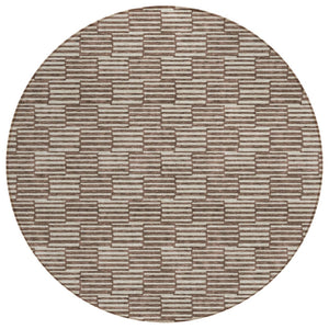 HomeRoots 5' Stylish Brown and Beige Geometric Area Rug - Durable, Washable for Indoor and Outdoor Spaces 8' Round 594985