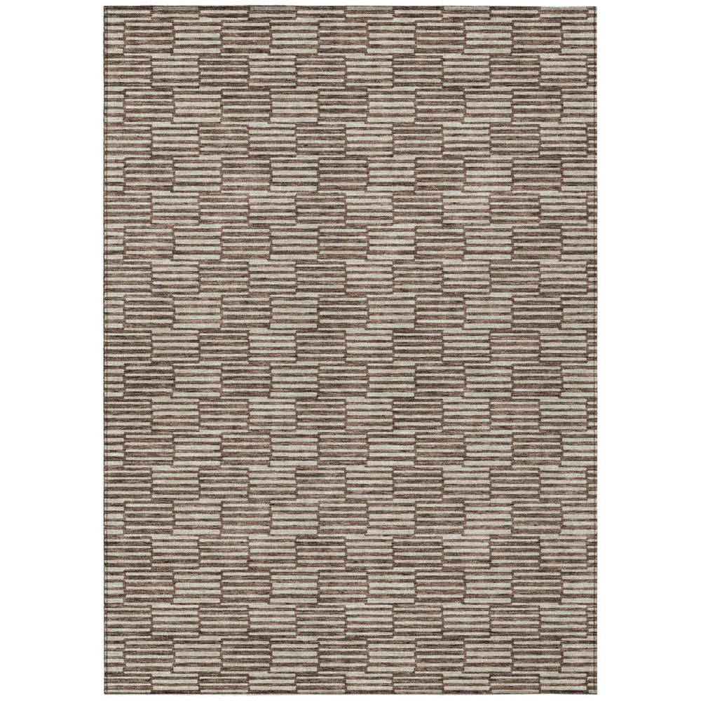 HomeRoots 9' Geometric Washable Area Rug in Brown & Beige - Durable Indoor/Outdoor Comfort for High-Traffic Spaces 594987