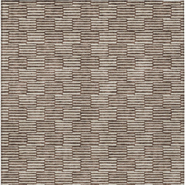 HomeRoots 5' Stylish Brown and Beige Geometric Area Rug - Durable, Washable for Indoor and Outdoor Spaces 10' X 14' 594988