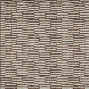 HomeRoots 5' Stylish Brown and Beige Geometric Area Rug - Durable, Washable for Indoor and Outdoor Spaces 10' X 14' 594988