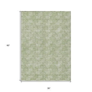 Homeroots 3' Stylish Beige And Ivory Geometric Washable Area Rug For Indoor And Outdoor Spaces, Durable Design 3' X 5' Polyester 594989