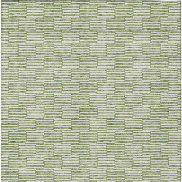 HomeRoots 5' Geometric Green and Ivory Washable Area Rug for Indoor and Outdoor Style and Durability 5' X 8' 594990