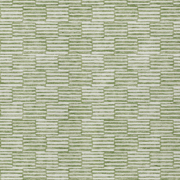 HomeRoots 5' Geometric Green and Ivory Washable Area Rug for Indoor and Outdoor Style and Durability 5' X 8' 594990