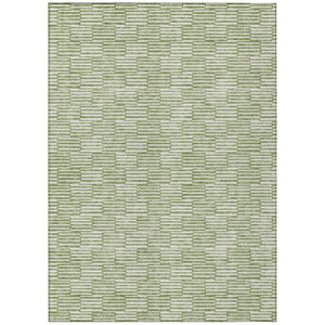 HomeRoots 5' Geometric Green and Ivory Washable Area Rug for Indoor and Outdoor Style and Durability 8' X 10' 594992