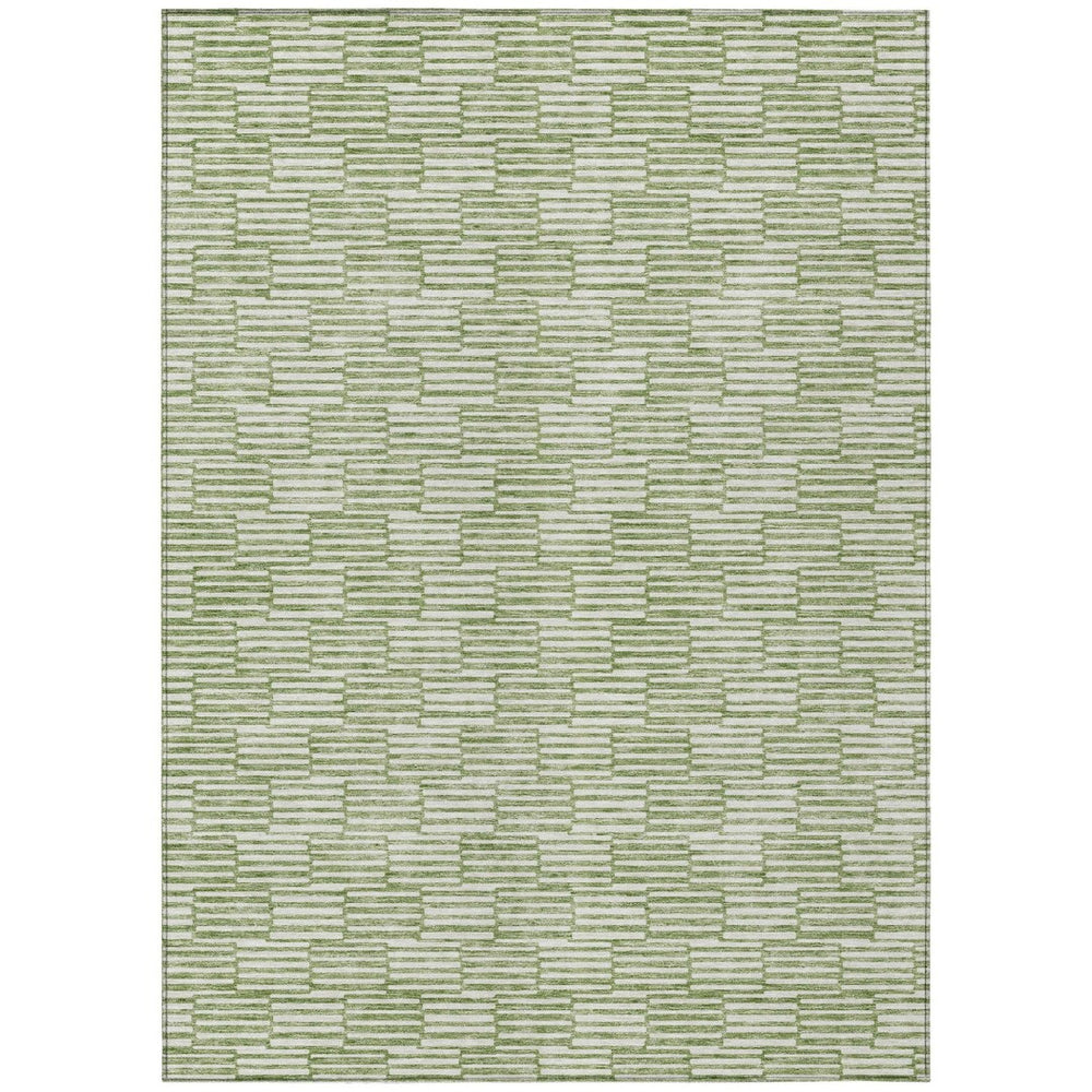 HomeRoots 9' X 12' Stylish Green and Ivory Geometric Area Rug - Washable, Durable for Indoor/Outdoor Use! 594993