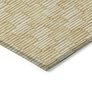HomeRoots 5' Gold and Beige Geometric Indoor Outdoor Area Rug - Durable, Washable, Modern Style for Any Space 8' X 10' 594998