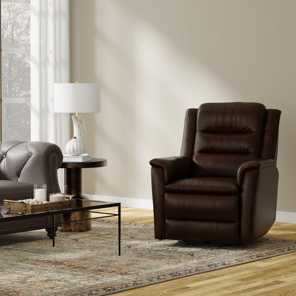 English Elm Global Home Swivel Glider Recliner In Brazil Tobacco - Luxurious Comfort, Smooth Motion & Style! B339P333957