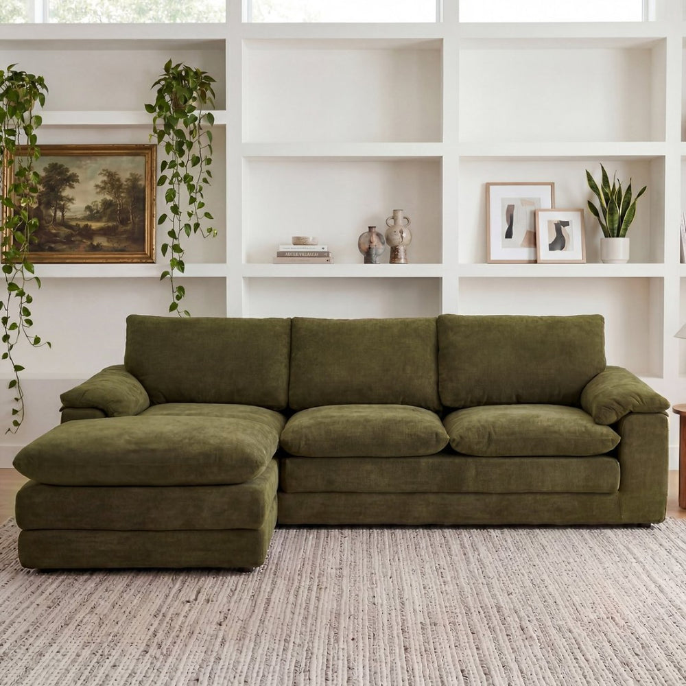 English Elm Modular Cloud Sectional with Ottoman Chenille Deep Seat Lounge Sofa for Living Room W3728S00015