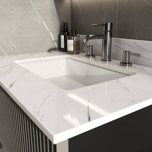 English Elm 31 Inch Marble Vanity Top - Bianco Carrara Venato - Durable Sintered Stone With Undermount Sink & Backsplash W2700P194073