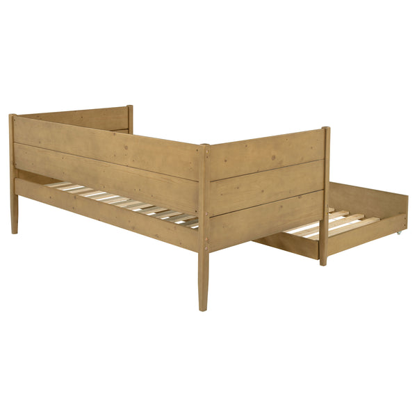 English Elm Stewart Twin Daybed With Trundle — Solid Natural Wood Frame, Warm Grain Finish, Space-Saving Guest Bed Setup B062S01300