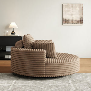 English Elm 55''l 55'l Faux Rabbit Fur Corduroy Swivel Chair Foam Cloud Lounge Seat for Bedroom W834S00446