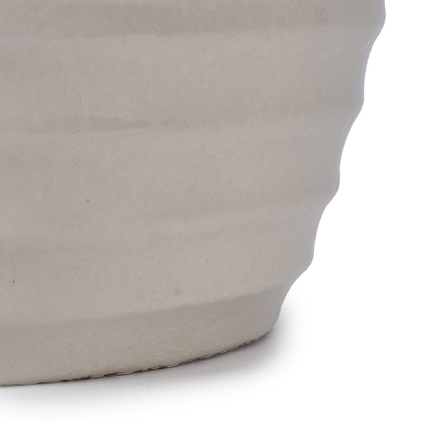 English Elm Ceramic Modern Planter - Elegant Milk White Flowerpot For Indoor & Outdoor Gardens, 21.46Cm W3273P326362