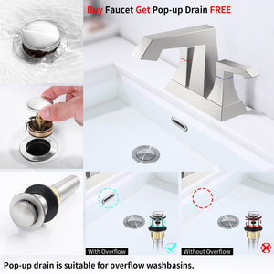 English Elm 2-Handle Modern Heavy-Duty Bathroom Faucet With Drain & Supply Kits, Brushed Nickel Finish For Elegance T3177P277482