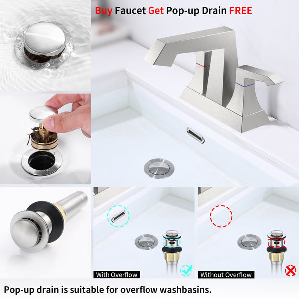 English Elm 2-Handle Modern Heavy-Duty Bathroom Faucet With Drain & Supply Kits, Brushed Nickel Finish For Elegance T3177P277482