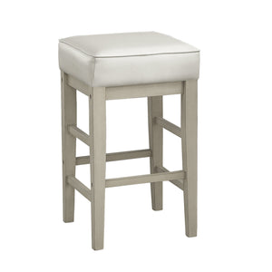 English Elm Transitional Faux Leather Pub Height Stool Set of 2 with Antiqued Wood Frame, 29" Seat, Versatile Design White 31.75 L x 17 W x 13 H B011P232132