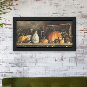 English Elm "pumpkin & Pods" Framed Botanical Art Print by John Rossini Solid Wood Black Frame B06788638