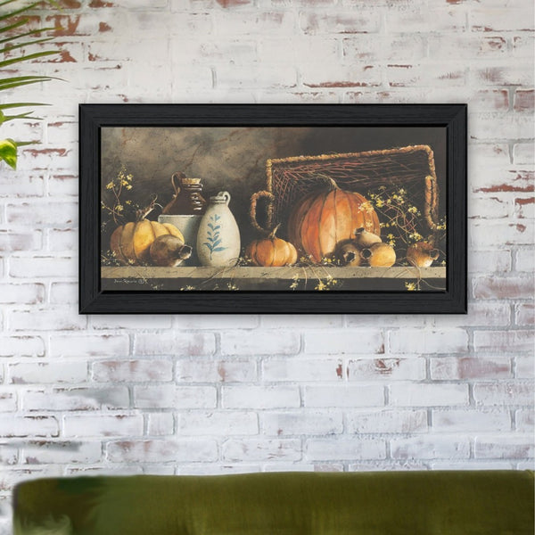 English Elm "pumpkin & Pods" Framed Botanical Art Print by John Rossini Solid Wood Black Frame B06788638