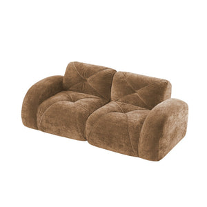 English Elm 2-seater Tufted Velvet Cloud Sofa Frameless High Density Foam Retro Luxe Living Room Camel W714P387014
