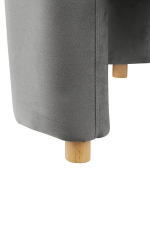 English Elm Accent Chair with Hollow Backrest for Ergonomic Support, Solid Wood Frame, Stylish Fabric Upholstery Grey W1420P194057