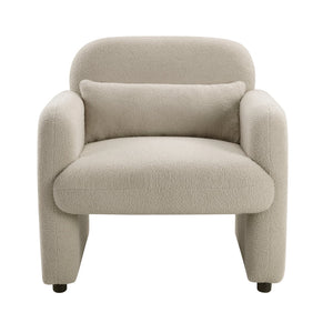 English Elm Contemporary Bouclé Accent Chair with Plywood Frame, Foam over Pocket Coils, Plush Pillow, 300lb Capacity taupe 30 L x 24.5 W x 24.5 H B011P308555