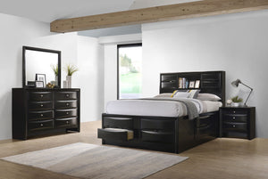 English Elm Roxbury Mid-century California King Bedroom Set with Walnut Veneer and Tufted Headboard B062S00784