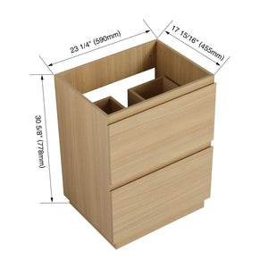 English Elm 24" Engineered Wood Bathroom Vanity with Dual Drawers, Freestanding Storage Cabinet, 24" x 18" x 35" Oak W1972P188241