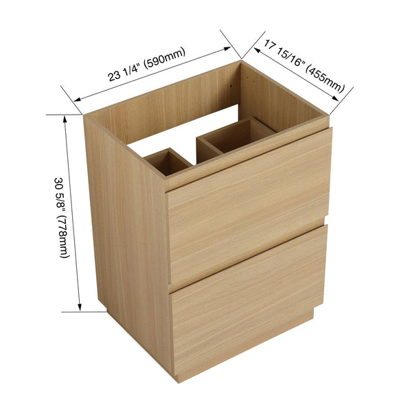 English Elm 24" Engineered Wood Bathroom Vanity with Dual Drawers, Freestanding Storage Cabinet, 24" x 18" x 35" Oak W1972P188241