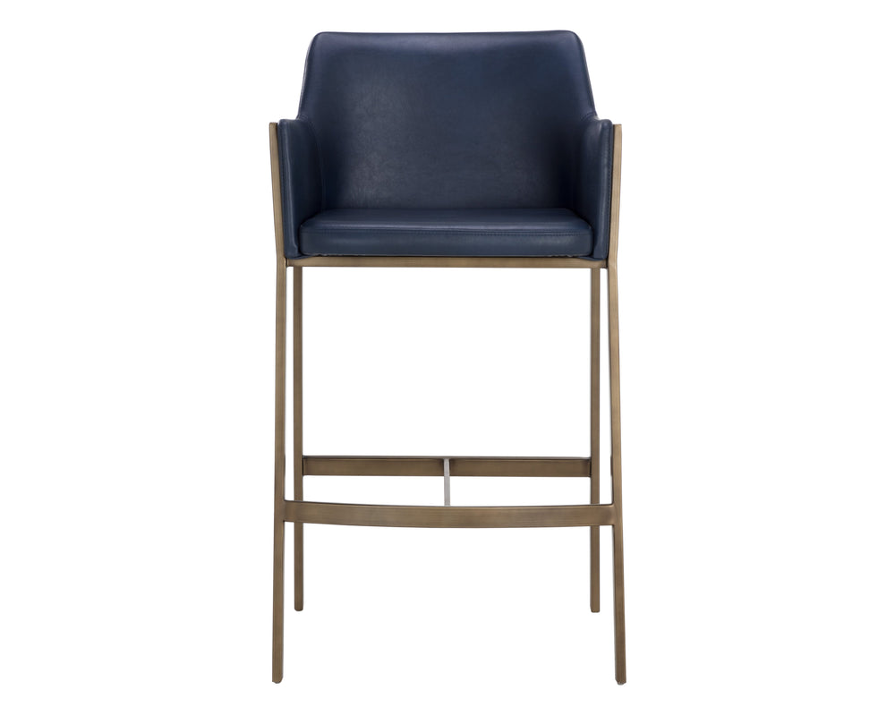 Sunpan Bernadette Stylish Barstool with Antique Brass Frame and Durable Faux Leather for Chic Interiors Bravo Admiral