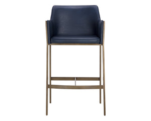 Sunpan Bernadette Stylish Barstool with Antique Brass Frame and Durable Faux Leather for Chic Interiors Bravo Admiral