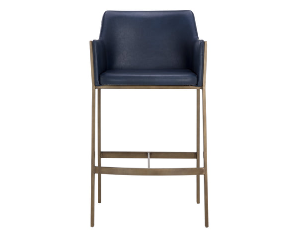 Sunpan Bernadette Stylish Barstool with Antique Brass Frame and Durable Faux Leather for Chic Interiors Bravo Admiral