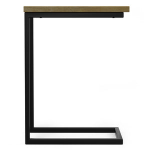 English Elm Skyler Natural C Side Table with Inlay — Handcrafted Mango Wood & Black Metal, Slide-Under Laptop Table B136P203444