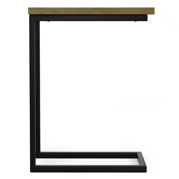 English Elm Skyler Natural C Side Table with Inlay — Handcrafted Mango Wood & Black Metal, Slide-Under Laptop Table B136P203444