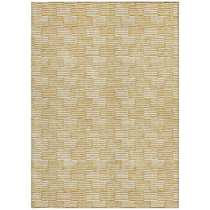 Homeroots 3' Stylish Beige And Ivory Geometric Washable Area Rug For Indoor And Outdoor Spaces, Durable Design 10' X 14' Polyester 595000
