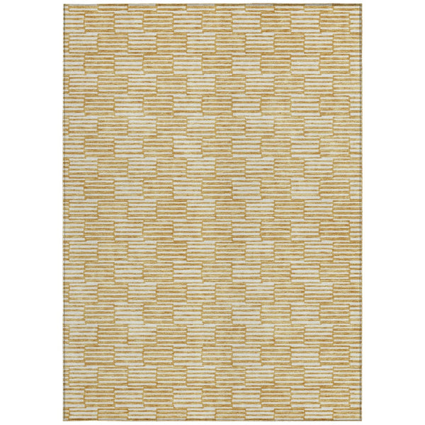 Homeroots 3' Stylish Beige And Ivory Geometric Washable Area Rug For Indoor And Outdoor Spaces, Durable Design 10' X 14' Polyester 595000