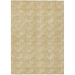 HomeRoots 5' Gold and Beige Geometric Indoor Outdoor Area Rug - Durable, Washable, Modern Style for Any Space 10' X 14' 595000