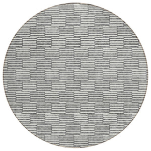 HomeRoots 5' Gray and Ivory Geometric Area Rug – Stylish, Washable, Indoor/Outdoor, Durable for High-Traffic Spaces 8' Round 595003