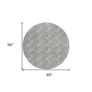 HomeRoots 5' Gray and Ivory Geometric Area Rug – Stylish, Washable, Indoor/Outdoor, Durable for High-Traffic Spaces 8' Round 595003