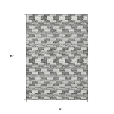 Homeroots 3' Stylish Beige And Ivory Geometric Washable Area Rug For Indoor And Outdoor Spaces, Durable Design 8' X 10' Polyester 595004